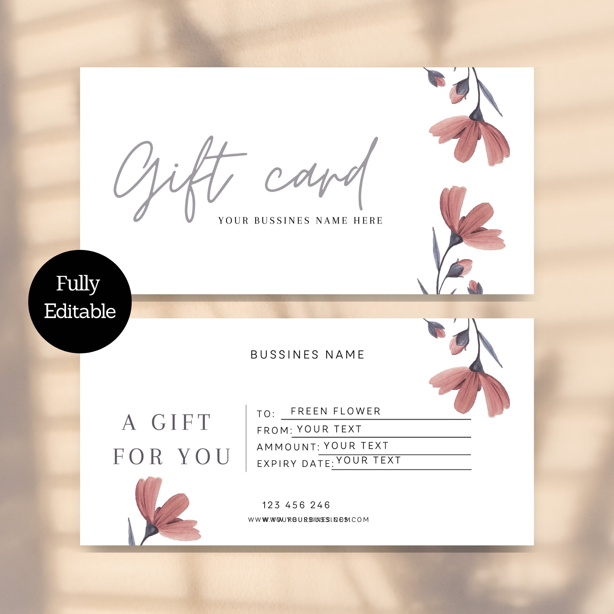 Editable Gift Certificate Template, Modern Gift Certificate, Editable ...