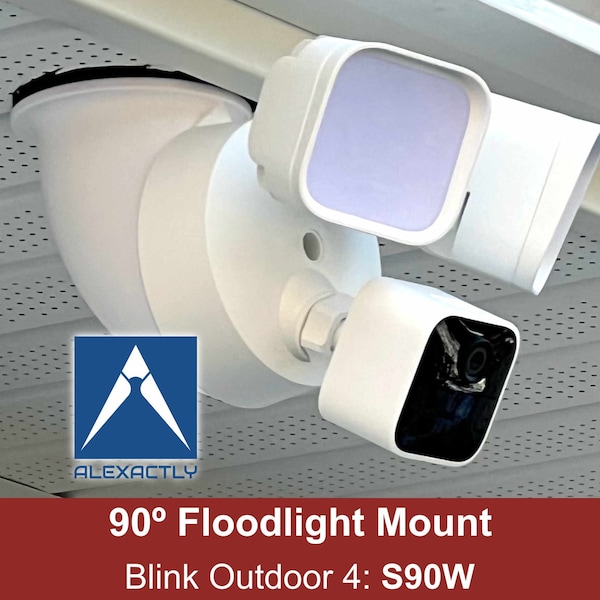 90-deg Soffit Mount for Ring, Blink, Feit, & Wyze Floodlight Cameras. (Options for Flush or Surface Mounting)