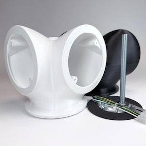 Double support de soffite à 90 degrés pour caméras Floodlight - Convient aux caméras Ring, Blink, Wyze et autres marques - Couverture de 270 degrés - Convient à une boîte de jonction de 4 pouces