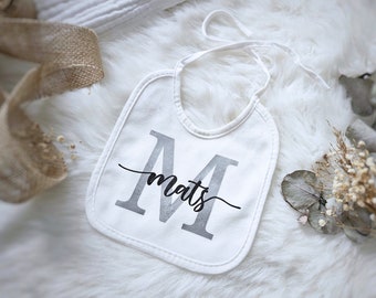 Bib with name, personalized baby bib, white bib personalized, birth gift, newborn bib, baby bib