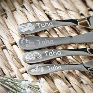 Children&#39;s cutlery with engraving, personalized children&#39;s cutlery, personalized with name, christening gift, gift idea baby, excavator cutlery