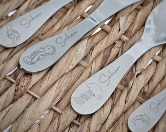 Personalized children's cutlery with engraving, personalized with name, christening gift, baby gift idea, underwater world, sea creatures
