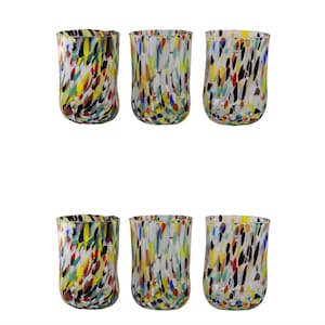 Honolulu, Set of 6 Murano glasses color &quot;Harlequin&quot;, handmade, Murano glass Made in Italy