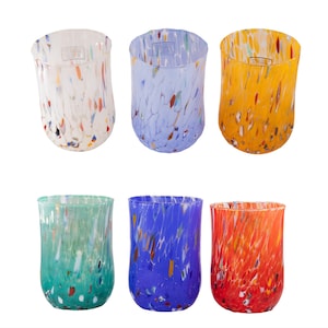 Panama City, Set of 6 Murano drink\water glasses color &quot;Multicolor&quot; handmade, Murano glass, Made in Italy