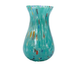 Chicago, Murano Glasses Vase Color "Petrol Green", Model Simone Small, Handmade, Murano Glass Made in Italy