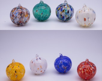 Holiday Christmas Murano Blown Glass Christmas Balls, Set of 8