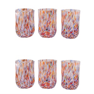 Denver, Set of 6 Murano glasses color &quot;Millefiori&quot; handmade, Murano glass Made in Italy