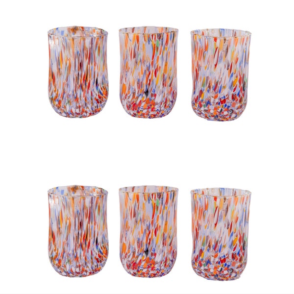 Denver, Set of 6 Murano glasses color "Millefiori" handmade, Murano glass Made in Italy