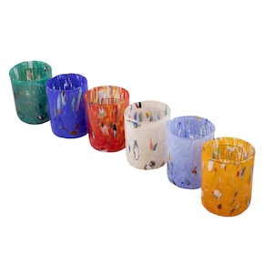 Asunsìn, Set of 6 Murano shot glasses color &quot;Multicolor&quot; handmade, Made in Italy