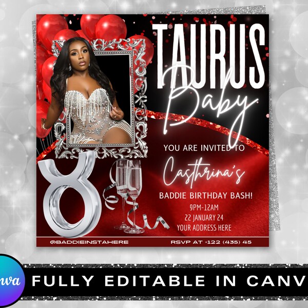 Taurus  Birthday Flyer, Taurus  Bash Flyer, Birthday flyer, Birthday Girl, Party Flyer, Celebration Flyer, Birthday Event, Birthday Invite