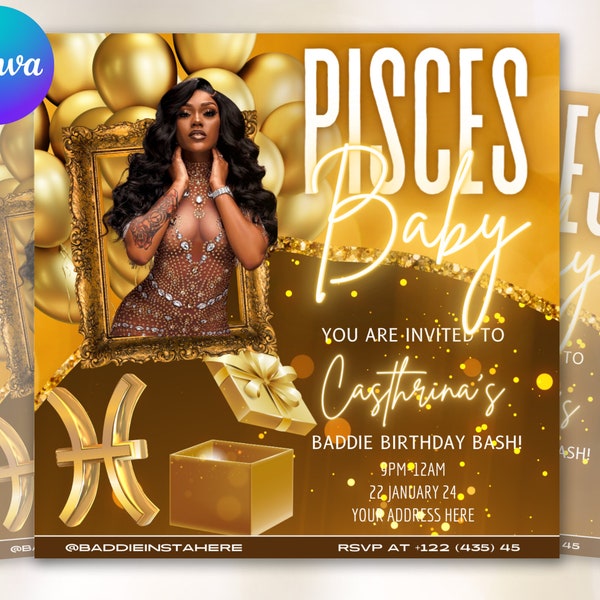 Pisces Birthday Flyer, Pisces Bash Flyer, Birthday flyer, Birthday Girl, Party Flyer, Celebration Flyer, Birthday Event, Birthday Invite