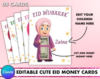 Eid-geldkaart, 8 verschillende ontwerpen, Eid-cadeau voor kinderen, Eid-geldhouder, islamitische gift, Eid Mubarak-kaart, Eid-geldkaartbundel, Eidi, kaarten