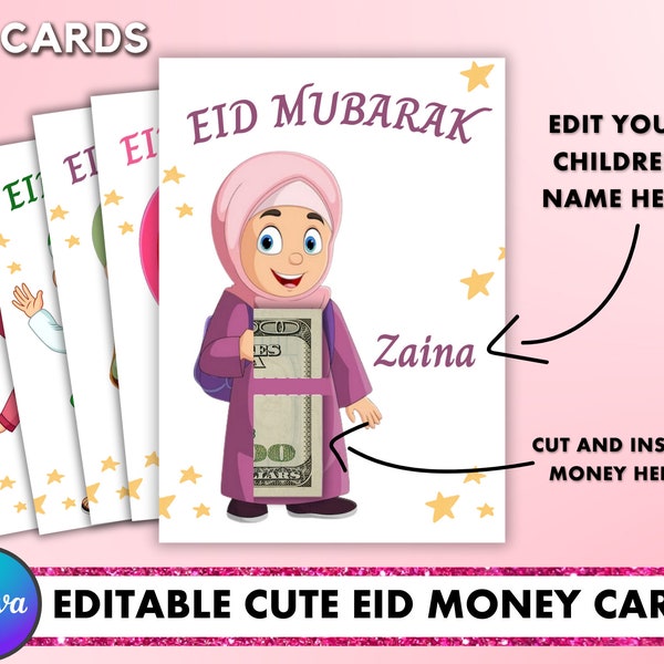 Carte de l'Aïd, 8 modèles différents, cadeau de l'Aïd pour les enfants, porte-monnaie de l'Aïd, cadeau islamique, carte de l'Aïd Mubarak, lot de cartes de l'Aïd, Eidi, cartes