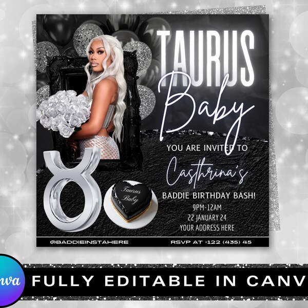 Taurus Birthday Flyer, Taurus Bash Flyer, Birthday flyer, Birthday Girl, Party Flyer, Celebration Flyer, Birthday Event, Birthday Invite