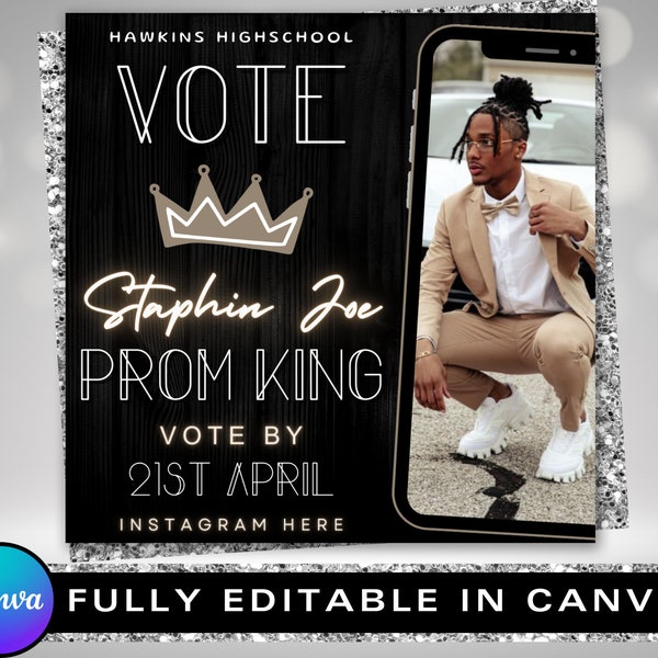 Vote Prom King Flyer, Homecoming Flyer, Campaign Flyer, Class Campaign Flyer, Election Flyer Prom King Flyer, Prom Season Campaign Flyer