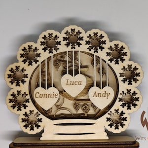 Décoration personnalisée en bois 3D pour carte de Noël