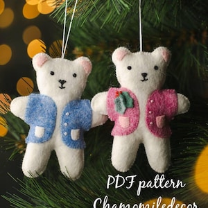 Bear Felt Christmas Ornament Pattern (Digital Download)