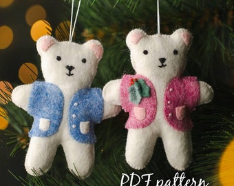 Filz Bär Ornament Schnittmuster, Teddybären Pullover, Weihnachtsbaum Dekoration (PDF Download)