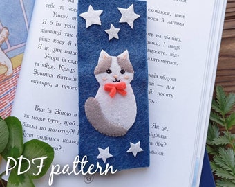 Marcapáginas de fieltro con gato (patrón PDF), Día de la Independencia