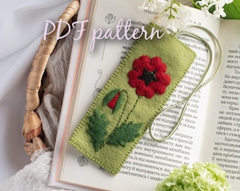 Felt Poppy Bookmark Pattern: Embroidered DIY (PDF Pattern)