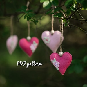 Heart Pattern, Felt Pattern, PDF Sewing Pattern Valentine&#39;s Day, Crafts, Valentine gift , Valentine home decor Felt Ornament