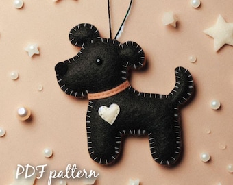 Wzór do szycia ozdoby świątecznej w kształcie psa z filcu (wzór w formacie PDF)