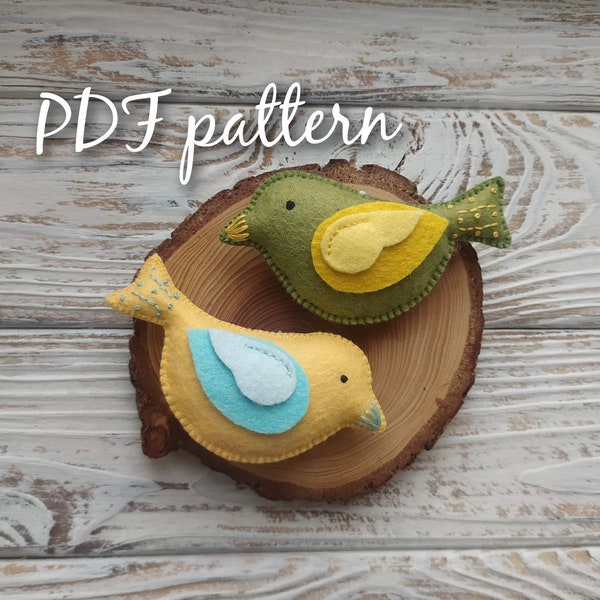 Bird ornament embroidery pattern, Felt PDF pattern , Easter ornament pattern
