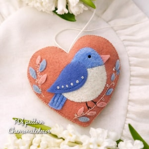 Vilten hart met vogel – pdf-naaipatroon
