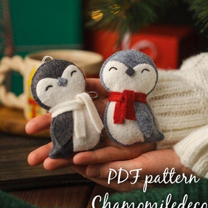 Felt penguin pattern, Christmas ornaments pattern, Felt pattern penguin, Christmas pattern, Felt pattern Christmas, Sewing pattern penguin