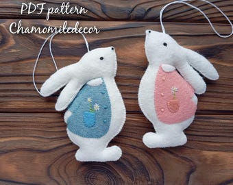 Felt Bunny Ornament Pattern: DIY Easter Decor (PDF Pattern)