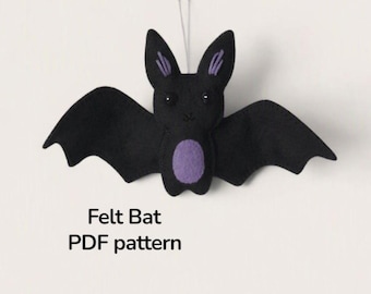 Halloween Sewing Pattern - Felt Bat Sewing Pattern PDF, Cute Halloween Bat Ornament Template