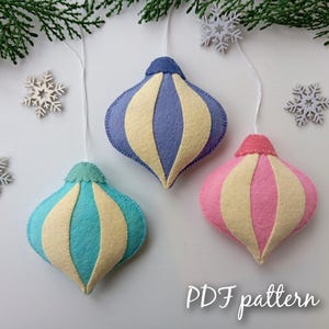 Christmas ornaments pattern, Felt Christmas tree ornaments PDF Tutorial Pattern for Hand Sewing.