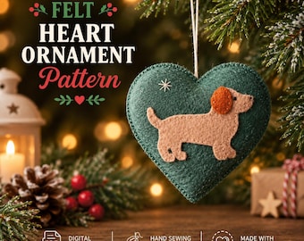 Felt Dachshund Ornament Pattern: Dog Christmas Decoration, Sausage Dog PDF Sewing Pattern