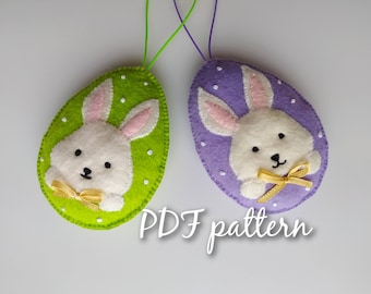 Felt Easter eggs pattern  Easter ornament PDF Pattern for Hand Sewing DIGITAL Instant Download Easter Decorations tutorial Bunny ornament