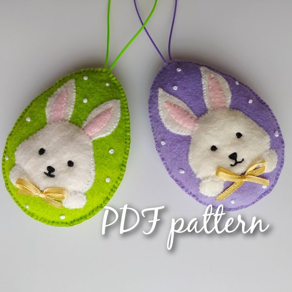 Felt Easter eggs pattern  Easter ornament PDF Pattern for Hand Sewing DIGITAL Instant Download Easter Decorations tutorial Bunny ornament