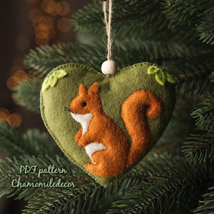 Eichhörnchen Ornament-Muster aus Filz: Weihnachten nähen (PDF Download)