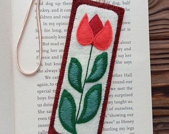 Felt Tulip Bookmark Pattern PDF, Beginner Embroidery Sewing Project