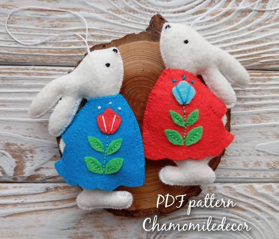 felt bunny in blue dress Bear Creek Bunnies