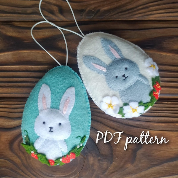 Felt EASTER eggs pattern  Easter ornament PDF Pattern for Hand Sewing DIGITAL Instant Download Easter Decorations tutorial Bunny decor
