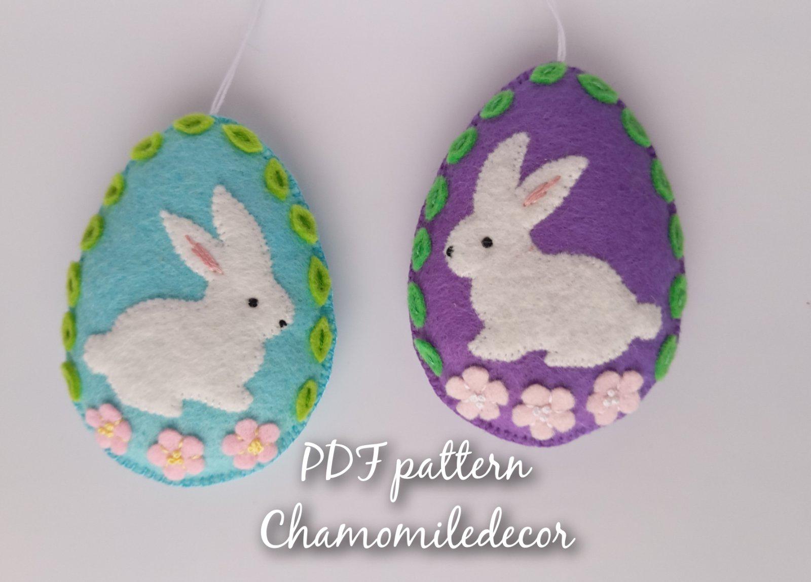 Felt Easter Egg Ornament Pattern: Hand Sewing Bunny Decor (PDF Pattern ...