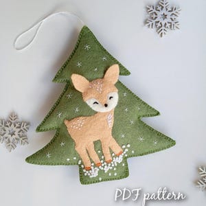 Christmas ornaments pattern, Felt patterns, felt deer pattern, Felt Christmas tree pattern, Felt Christmas tree ornaments PDF Hand Sewing.