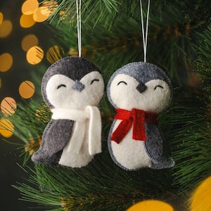 Felt penguin pattern, Felt christmas ornaments, penguin sewing pattern, felt pattern, christmas sewing pattern, felt penguin sewing pattern.