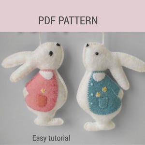 Easter Bunny Felt Pattern PDF, DIY Ornament Sewing Pattern, Cute Rabbit Plush Template, Spring Decor, Easy Tutorial