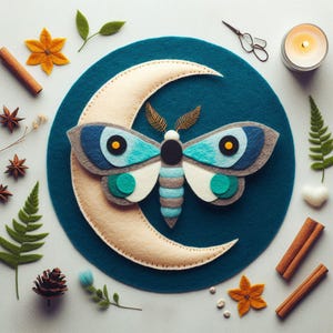 Felt pattern, Felt ornament pattern, PDF pattern, ornament with butterfly and moon