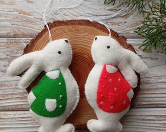 Felt Christmas Ornament Pattern: Bunny Rabbit Sewing Pattern, Easter Ornament PDF