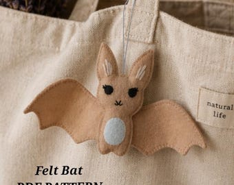 Felt Bat Pattern, Cute Bat Sewing Pattern PDF, Bat Bag Charm, Felt Ornament Pattern, DIY Halloween Craft, Sewing Pattern