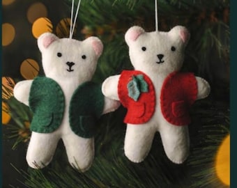 Christmas Bear Sewing Pattern, Felt Teddy Bear Pattern, Christmas Ornament Pattern, DIY Felt Ornament, PDF Sewing Pattern, Holiday Bear