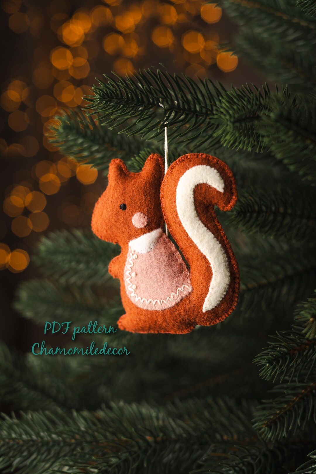 Squirrel Felt Ornament Pattern: DIY Christmas Decoration (PDF Download ...