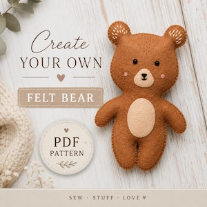 Felt Bear Ornament Sewing Pattern (PDF Pattern)
