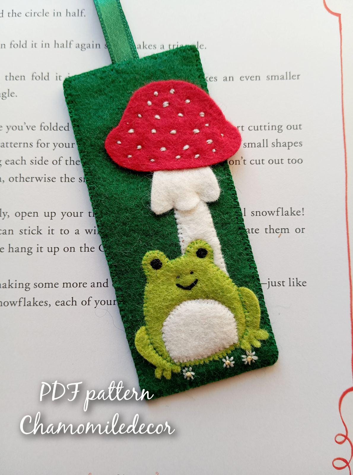 Felt Frog Bookmark With Mushroom Pattern (PDF Pattern) - Etsy
